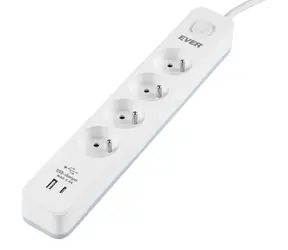 PROTECT 4PL / Přepěťová ochrana / 4 zásuvky / USB-A / USB-C