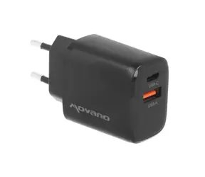 GaN nabíječka 30W USB-C PD + USB-A černá / Nabíječka / GaN / Power Delivery 30W