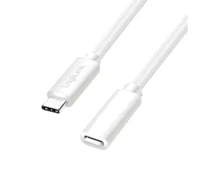 LogiLink USB-C bílá / Kabel / USB-C (M) - USB-C (F) / 1 m / USB 2.0 / 100 W
