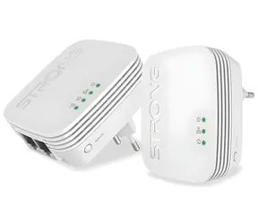 STRONG WF 600 DUO MINI bílá / Sada Powerline adaptérů / Powerline 600 Mbit/s / Wi-Fi 300 Mbit/s / 2x LAN