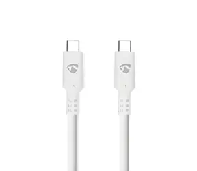 Nedis USB-C - USB-C bílá / Kabel / USB 3.2 Gen 1 / 60 W / 4K 60Hz / 5 Gbps / 3 m