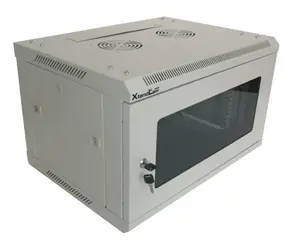 XtendLan 6U/600x450 slonovina-šedá / Nástěnný rozvaděč / jednodílný / skleněné dveře