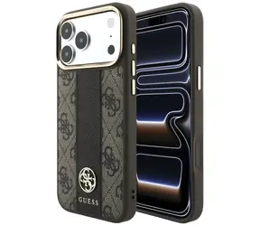 Guess 4G Stripe Round and Classic Logos MagSafe pro Apple iPhone 17 Pro Max/18 Pro Max hnědá / Pouzdro
