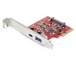 StarTech PCIe karta 10Gbps USB-C/USB-A červená / Řadič USB / PCIe / USB 3.2 Gen 2 / ASMedia ASM3142