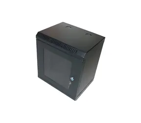 XtendLan Skříň 10" 9U 280×350 mm černá / Nástěnný rozvaděč / prosklené dveře / nosnost 50 kg