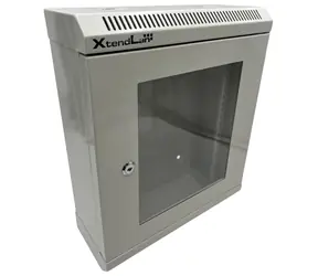 XtendLan Skříň 10" 9U 140×350 mm šedá / Nástěnný rozvaděč / Prosklené dveře / Nosnost 50 kg