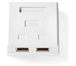 Nedis Síťová zásuvka 2x RJ45 bílá / Zásuvka / STP CAT6 / Povrchová montáž / Pozlacené kontakty