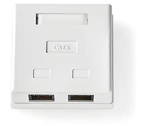 Nedis Síťová zásuvka 2x RJ45 bílá / Zásuvka / CAT6 / Povrchová montáž / Pozlacené kontakty