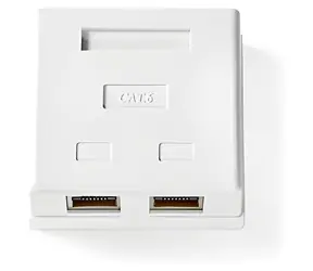 Nedis Síťová zásuvka 2x RJ45 bílá (CCGB89130WT) / Zásuvka / STP CAT6 / Povrchová montáž / Pozlacené kontakty