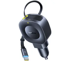 Baseus PrimeTrip VR2 černá / Nabíječka do auta / 45W + 45W / navíjecí kabel USB-C