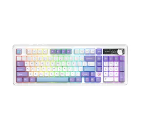 Ajazz AK980 bílá / Bezdrátová herní klávesnice / mechanická / Gift Switch V2 / 98% / RGB / BT/USB-C/2.4GHz