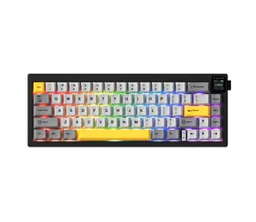 Ajazz AK650 Dream Weaver černo-šedo-žlutá / Herní klávesnice / mechanická / RGB / displej / 65%