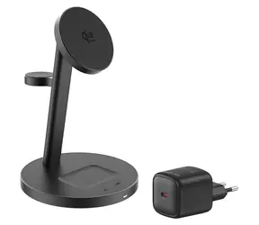 Mobile Origin PowerStand Pro PW40 černá / Bezdrátová nabíječka / 3v1 / Qi2 25 W / MagSafe / GaN adaptér 60 W