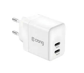 Crong Ultra Compact GaN 35W bílá / Síťová nabíječka / 2x USB-C / PD 3.0 PPS