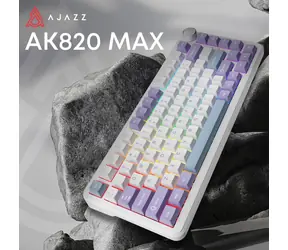 Ajazz AK820 MAX fialovo-bílá / Herní klávesnice / mechanická / Magnetic Switch / RGB / BT/2,4GHz/USB-C