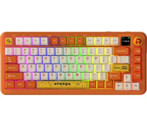 Ajazz AK820 MAX oranžovo-bílá / Klávesnice / mechanická / Hot-swap / drátová / 75% / displej