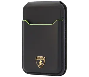 Lamborghini D1 zelená / Kožená peněženka s MagSafe / stojánek na telefon / pravá kůže