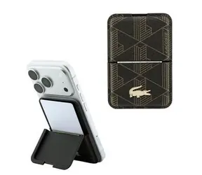 Lacoste PVC Blend Monogram Petit Pique MagSafe Peněženka hnědá / Peněženka / MagSafe / Se stojánkem