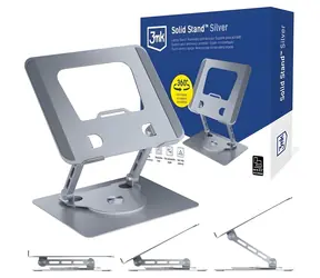 3mk Solid Stand stříbrná / Stojan na notebook / hliník / do 17,3" / výška 5-30 cm / nosnost 15 kg