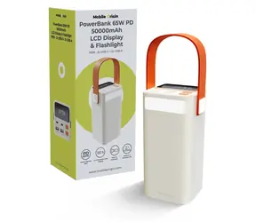 Mobile Origin PB18 béžová / Powerbanka / 50 000 mAh / 65 W PD / LCD displej / svítilna