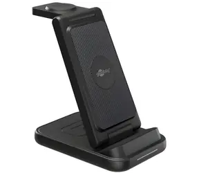 Goobay 3in1 černá / Bezdrátová nabíječka / 15 W / Qi / pro telefon, hodinky a sluchátka