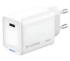 Colorway GaN 65W bílá / Síťová nabíječka / 1x USB-C / PD / PPS
