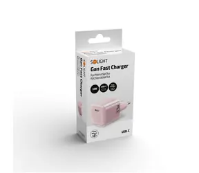Solight GaN USB-C nabíječka 33W růžová / Nabíječka / Power Delivery 3.0 / Quick Charge 4+