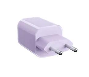 Solight GaN nabíječka 33W USB-A + USB-C fialová / Nabíječka / USB-C + USB-A / PD 3.0, PPS, QC 4+ / GaN