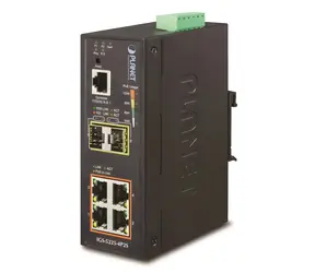 Planet IGS-5225-4P2S / Switch průmyslový / L3 / 4x 1Gb RJ-45 / 2x 1Gb SFP / 4x PoE 802.3at 144W / -40 až 75°C / IP40