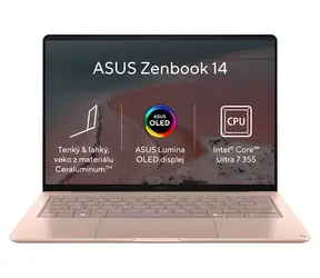 ASUS Zenbook 14 korálová / Notebook / 14" 3K / Intel Core Ultra 7 355 / 24GB / 512GB SSD / W11H