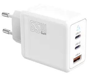 TB Touch 65W GaN bílá / Napájecí adaptér / 2x USB-C + USB-A / 65 W / GaN