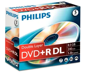 Philips DVD+R DL 8,5 GB / Optické médium / 8x / 5 ks / JewelCase