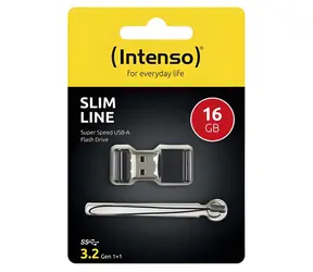 Intenso Slim Line 16GB černá / Flash disk / USB-A 3.2 Gen 1 / s krytkou a očkem