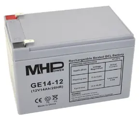 Carspa MHPower GE14-12 / Gelový akumulátor / VRLA GEL / 12V/14Ah / Faston F2 6,3mm / Deep Cycle
