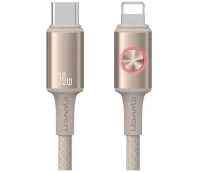 USAMS SJ753 Huan Series Titanium / Datový kabel / USB-C - Lightning / 30W / 1,2 m
