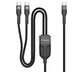 Verbatim Sync & Charge černá / Kabel USB-C / USB-C na 2x USB-C / 100 W / 1,5 m / PD 3.0 & QC 3.0