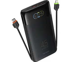 YENKEE YPB 2051 / Powerbanka / 20000 mAh / PD 45W / USB-C / USB-A / vestavěné kabely USB-C a Lightning