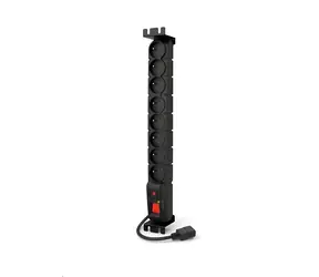 19" Acar rozvodný panel 8x230V / Napájecí panel / IEC konektor pro UPS / přepěťová ochrana / kabel 3 m