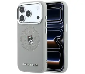 Karl Lagerfeld Point & Choupette Sketch šedá / Zadní kryt / MagSafe / iPhone 17 Pro, 18 Pro
