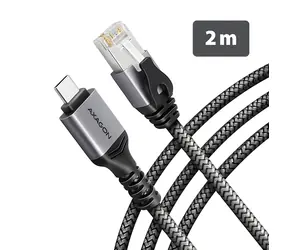 Axagon ADE-CM20 / Síťová karta / USB-C / Gigabit Ethernet / integrovaný kabel CAT6 2m / ASIX AX88179