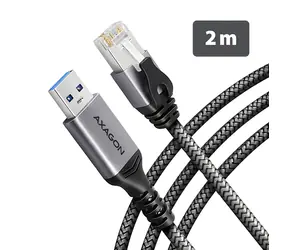 AXAGON ADE-AM20 / Síťová karta / USB-A / Gigabit Ethernet / Integrovaný kabel CAT6 2m / Šedá