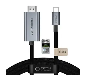 Tech-Protect UltraBoost šedá / Kabel USB-C - HDMI 2.1 / 60Hz / 3 m