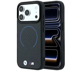BMW M Kevlar Blue Print Ring Metal Logo černá / Zadní kryt / MagSafe / iPhone 17 Pro Max/18 Pro Max
