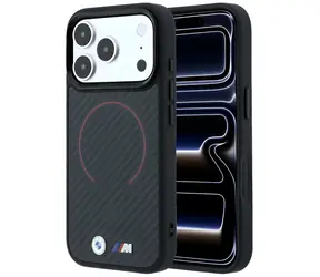 BMW M Kevlar Red Print Ring Metal Logo černá / Zadní kryt / MagSafe / iPhone 17 Pro Max/18 Pro Max