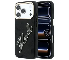 Karl Lagerfeld Smooth Big Resin Signature Logo černá / Zadní kryt / iPhone 17 Pro, 18 Pro