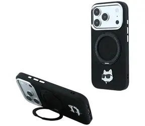 Karl Lagerfeld Ring Stand 360 Choupette Head Pin MagSafe černá / Zadní kryt / iPhone 18 Pro / 17 Pro