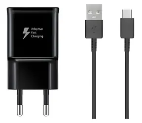 Samsung EP-TA200EBE + EP-DG970BBE černá / Cestovní nabíječka a kabel / USB-C / 15W / Power Delivery / OOB Bulk