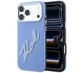 Karl Lagerfeld Smooth Big Resin Signature Logo modrá / Zadní kryt / iPhone 17 Pro / 18 Pro