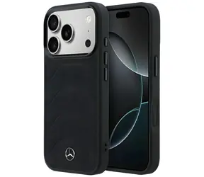 Mercedes Leather Mesh with Bow Line černá / Zadní kryt / Kůže / MagSafe / pro iPhone 18 Pro, 17 Pro