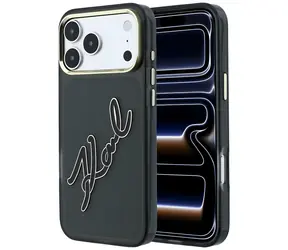 Karl Lagerfeld IML Big Signature Resin Metal Frame černá / Zadní kryt / Apple iPhone 17/18 Pro